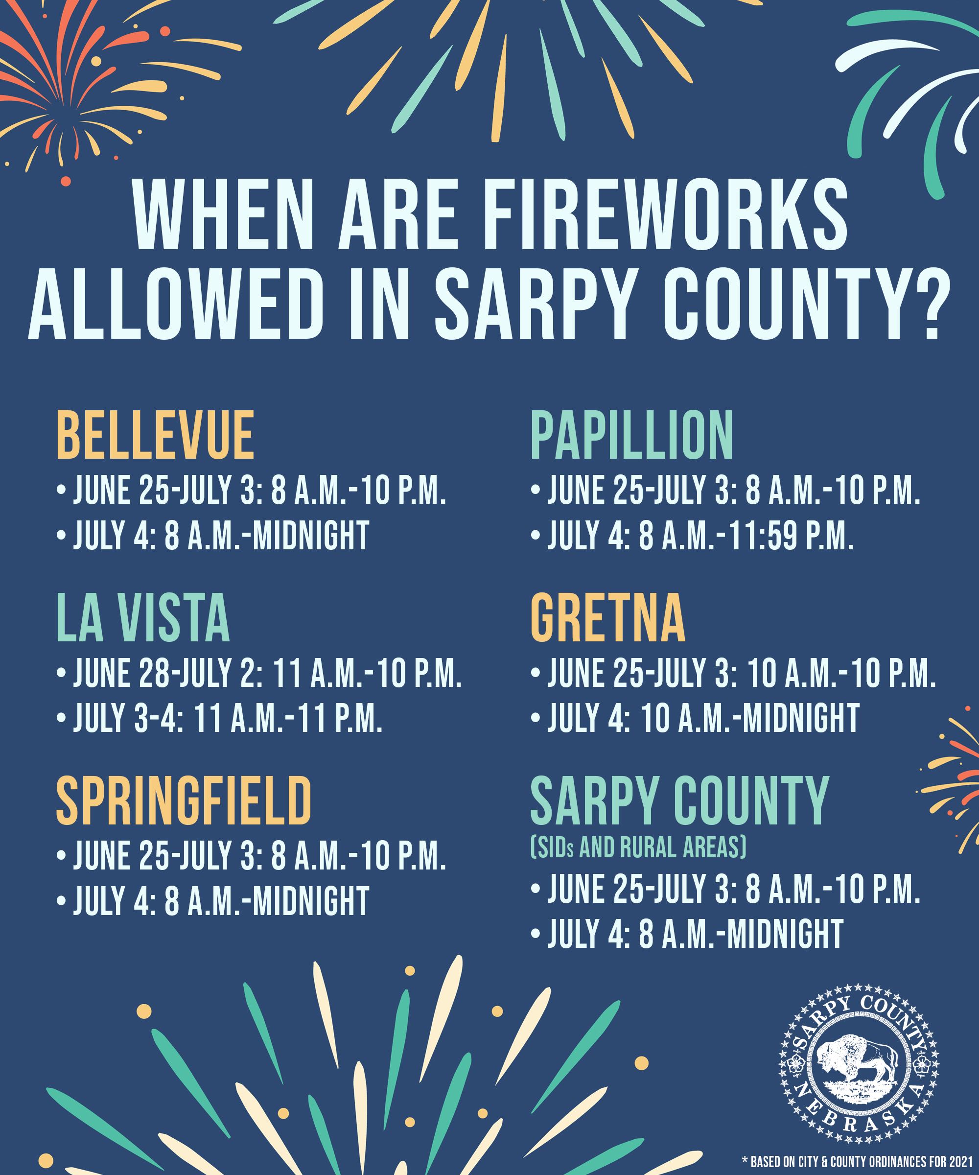 2021 Fireworks hours