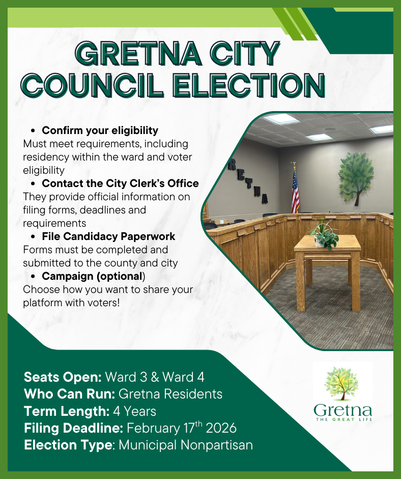 How to Run for Gretna City Council website